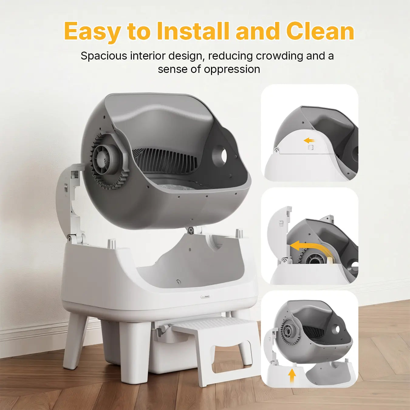 Petpivot Autoscooper 12 Open-Top Self-Cleaning Cat Litter Box – Sealed Waste Drawer, Includes Trash Bags & Entry Step