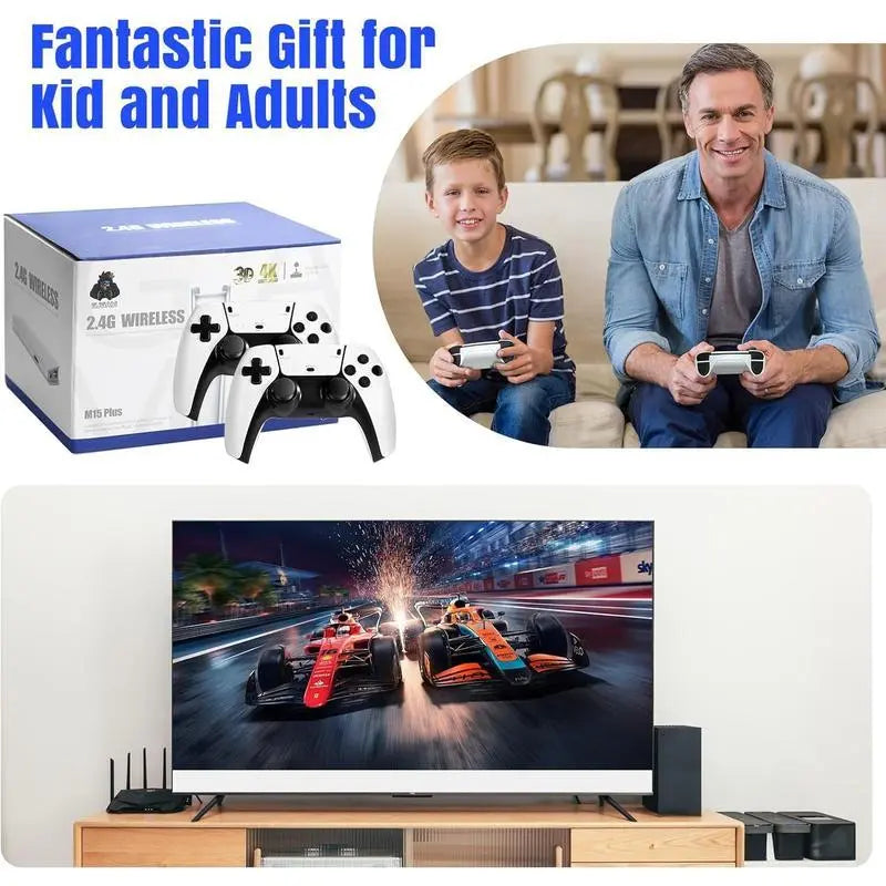 M15 Wireless Retro Game Console - Nostalgic Gaming Stick with 20,000 Built-in Games, HDMI Output, and 2.4G Wireless Controllers