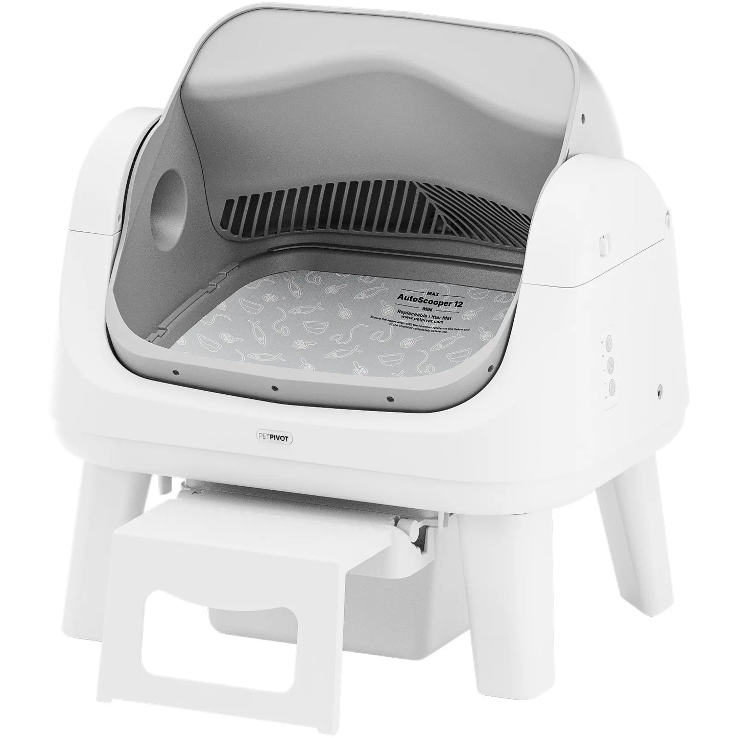 Petpivot Autoscooper 12 Open-Top Self-Cleaning Cat Litter Box – Sealed Waste Drawer, Includes Trash Bags & Entry Step