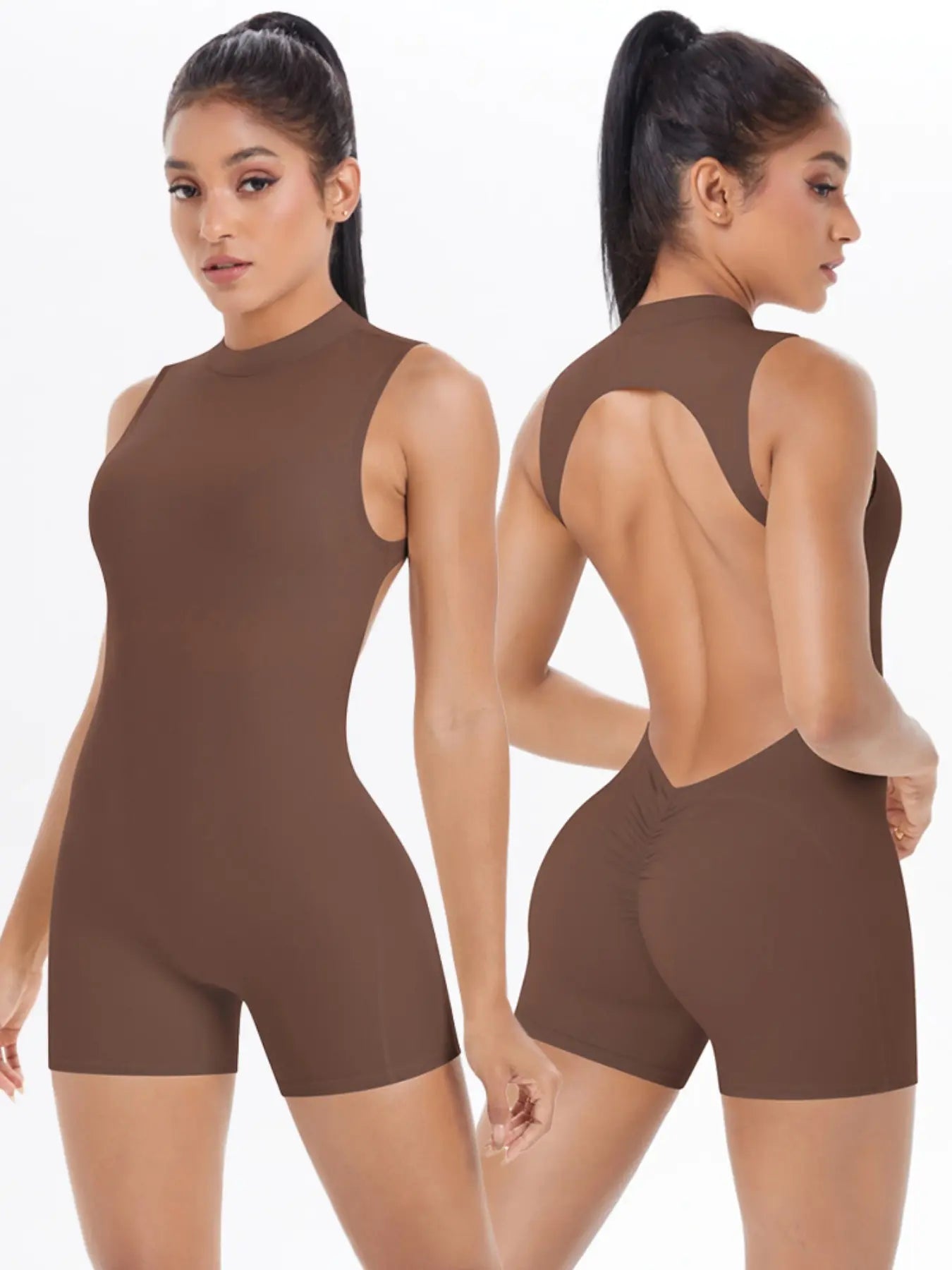 Women Sleeveless Jumpsuit High Elasticity Backless Sexy Short Sporty Comfy Jumpsuit Sports Jumpsuit Pilates Fitness Tight Yoga Jumpsuit