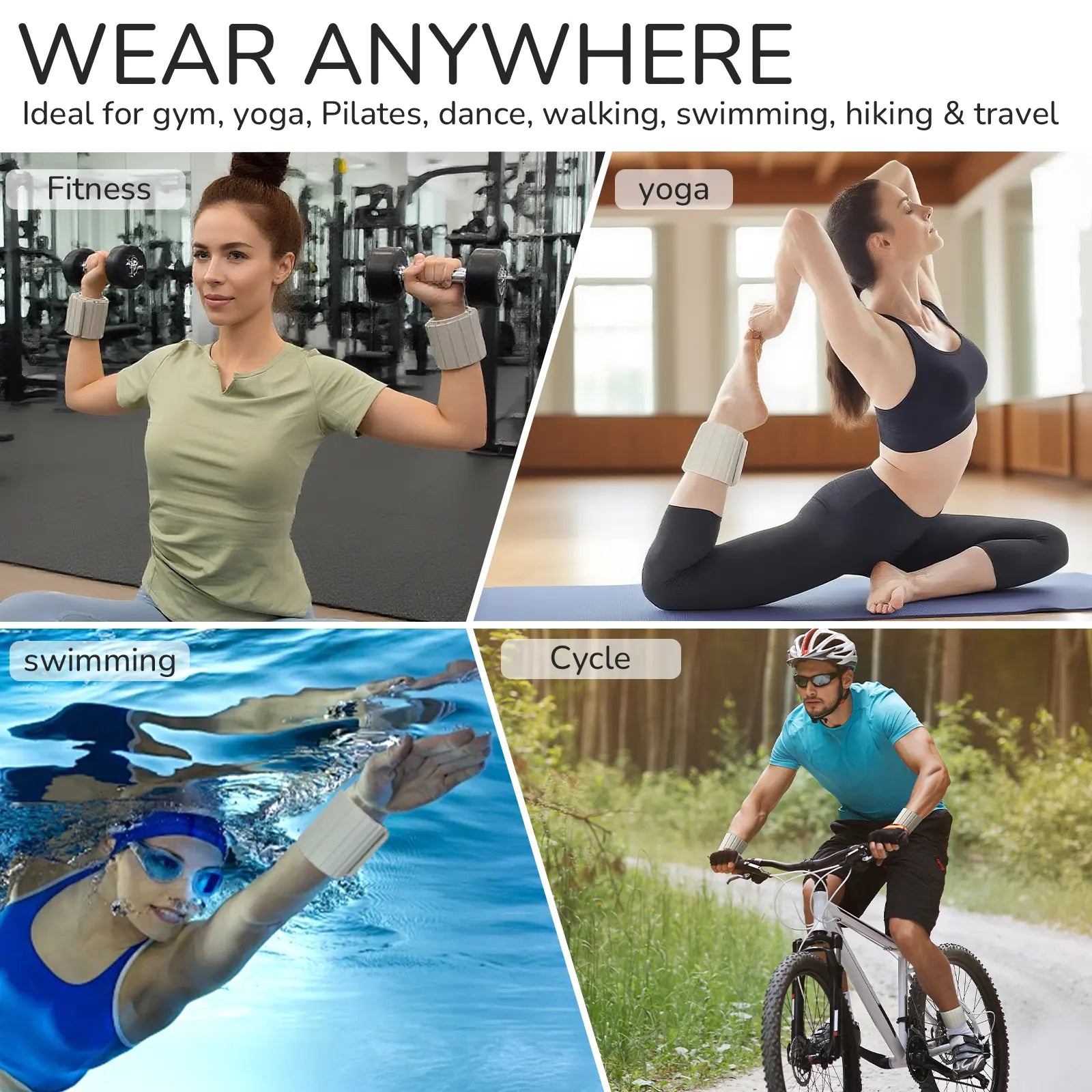 Wrist Weights Set of 2, Adjustable Silicone Workout Weights for Women and Men, Wearable Ankle/Wrist Weights Suitable for Yoga, Dance, Pilates, Pool Exercises and Jogging