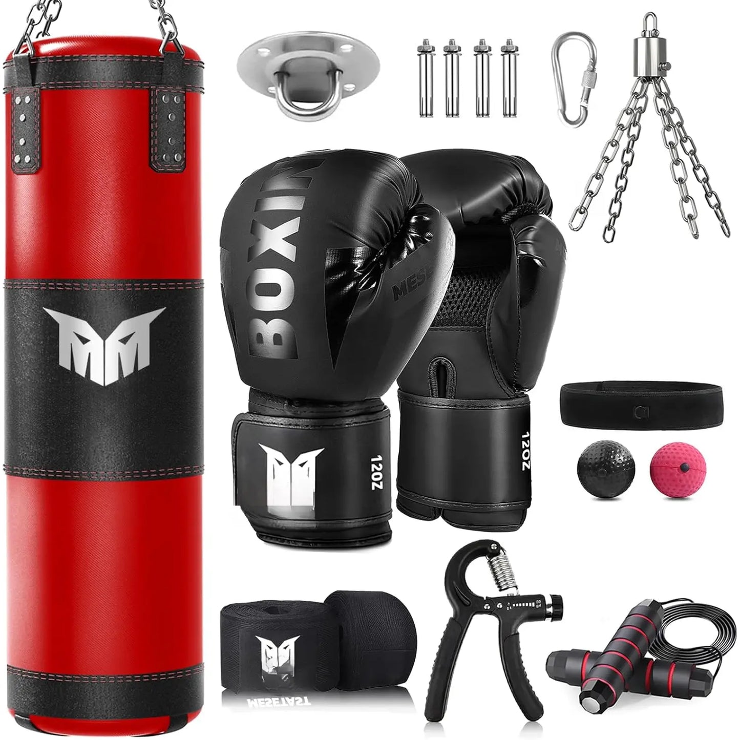 Punching Bag for Adults, 4Ft Heavy Boxing Bag Set with 12 OZ Gloves for MMA Karate Kickboxing Boxing - Unfilled