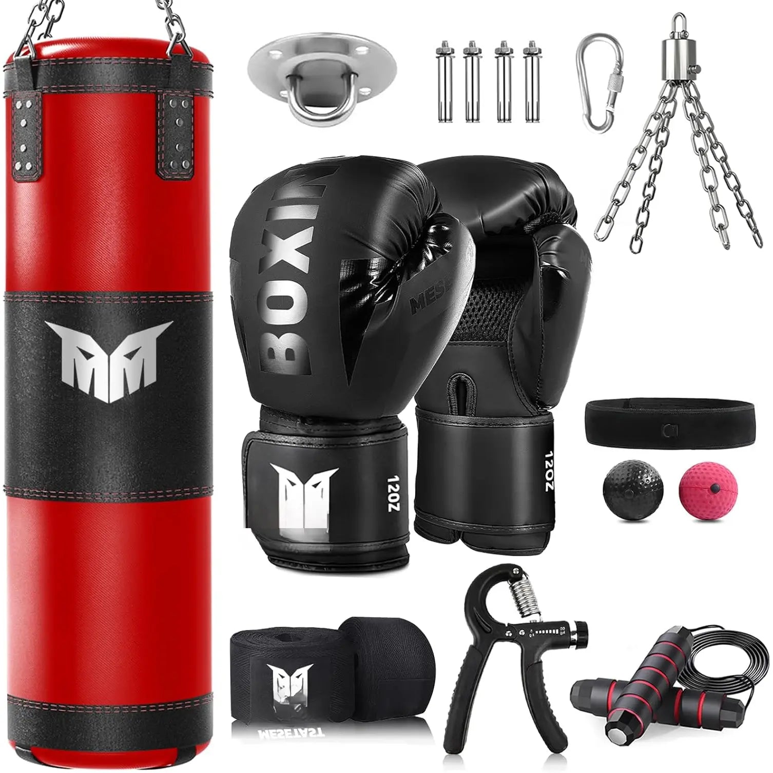 Punching Bag for Adults, 4Ft Heavy Boxing Bag Set with 12 OZ Gloves for MMA Karate Kickboxing Boxing - Unfilled