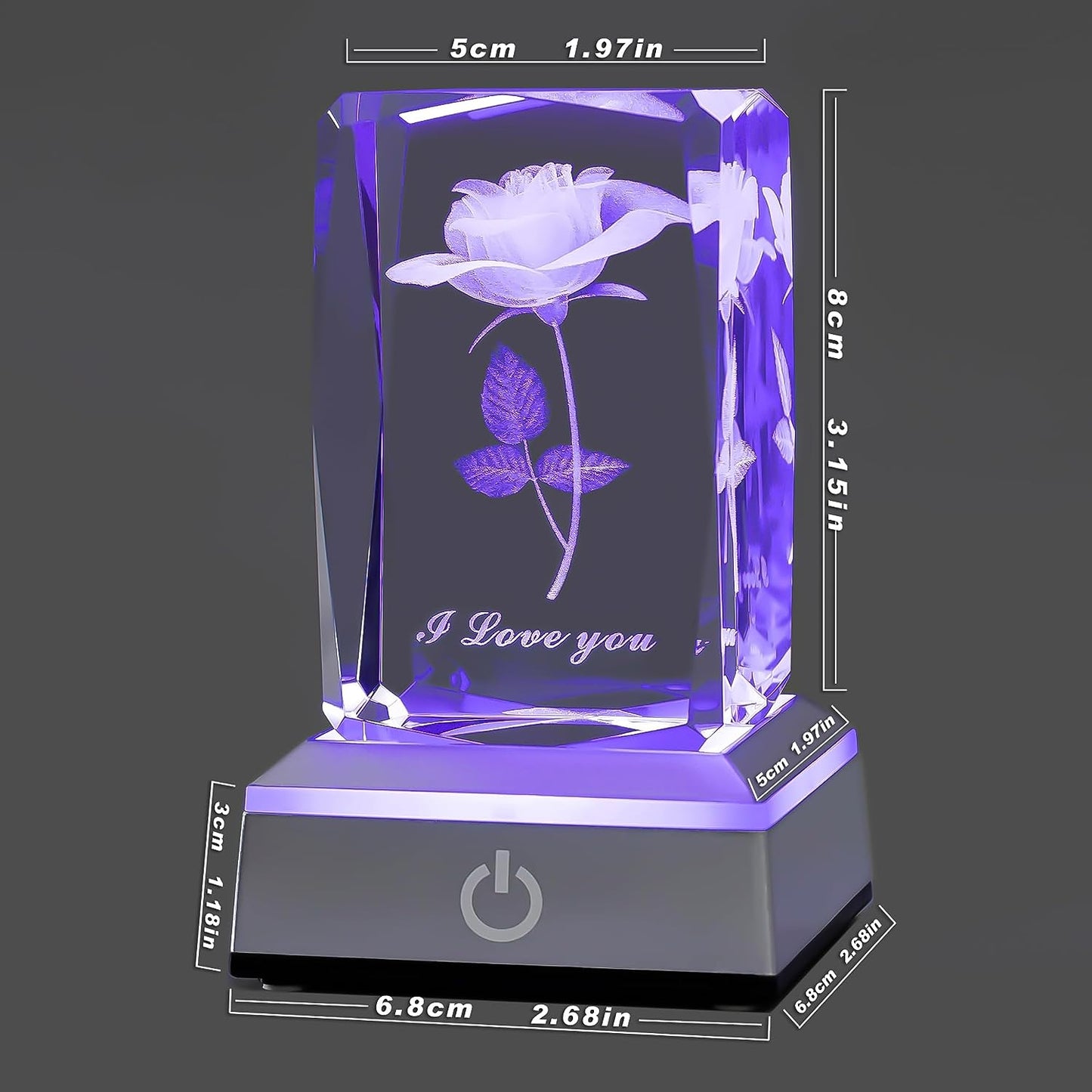 3D Rose Crystal Nightlight,Perfect Valentines Gift Ideas for Her My Girlfriend Wife Mom - Unique Anniversary Birthday Presents - I Love You Decolamp
