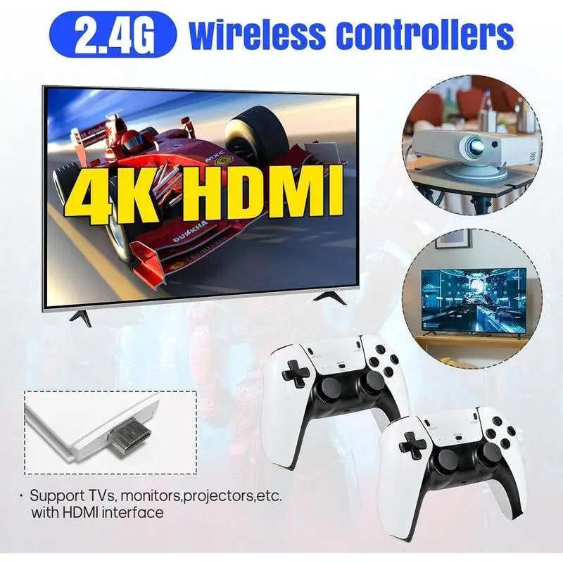 M15 Wireless Retro Game Console - Nostalgic Gaming Stick with 20,000 Built-in Games, HDMI Output, and 2.4G Wireless Controllers