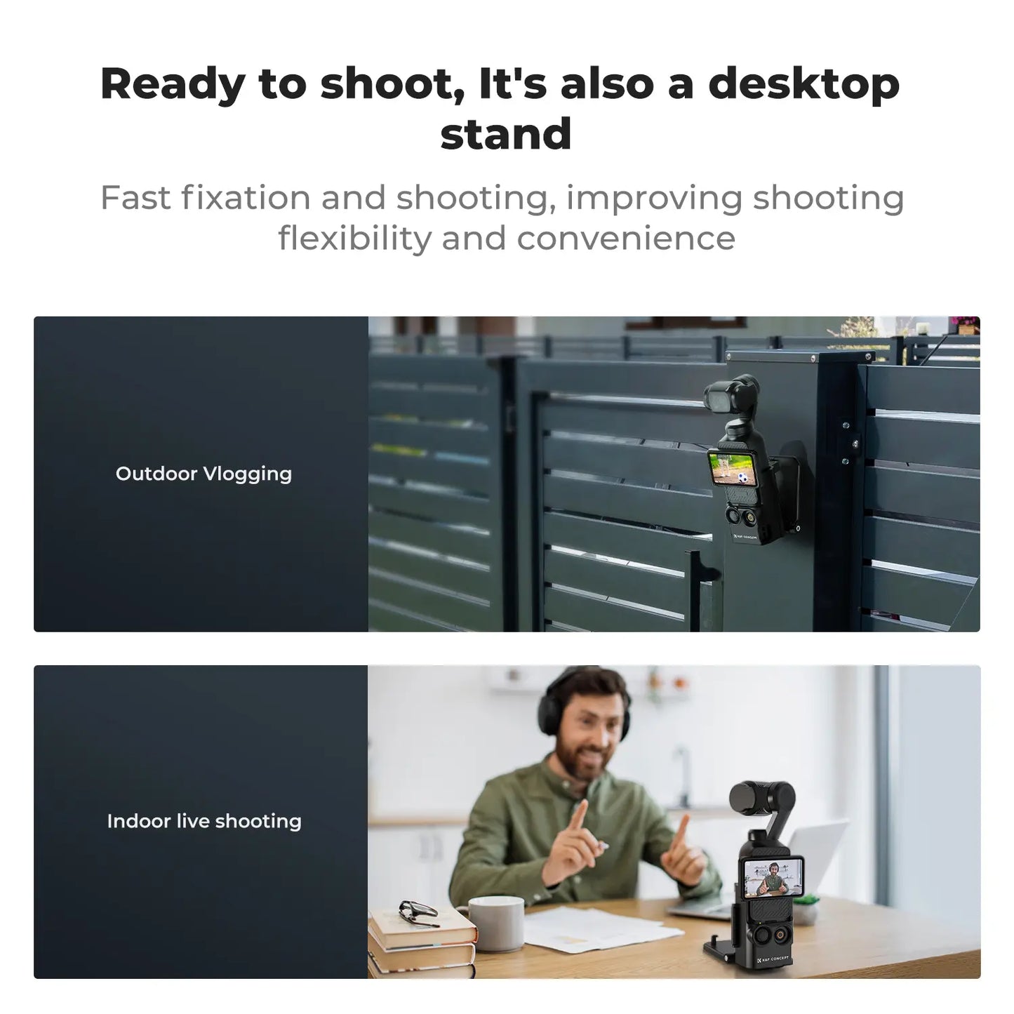 【K&F CONCEPT】 Magnetic Mount Compatible with DJI Osmo Pocket 3, Desktop Support Base Bracket Stand Expansion Adapter, Pocket 3 Multi-Function Magnet Suction Expand Frame Accessories
