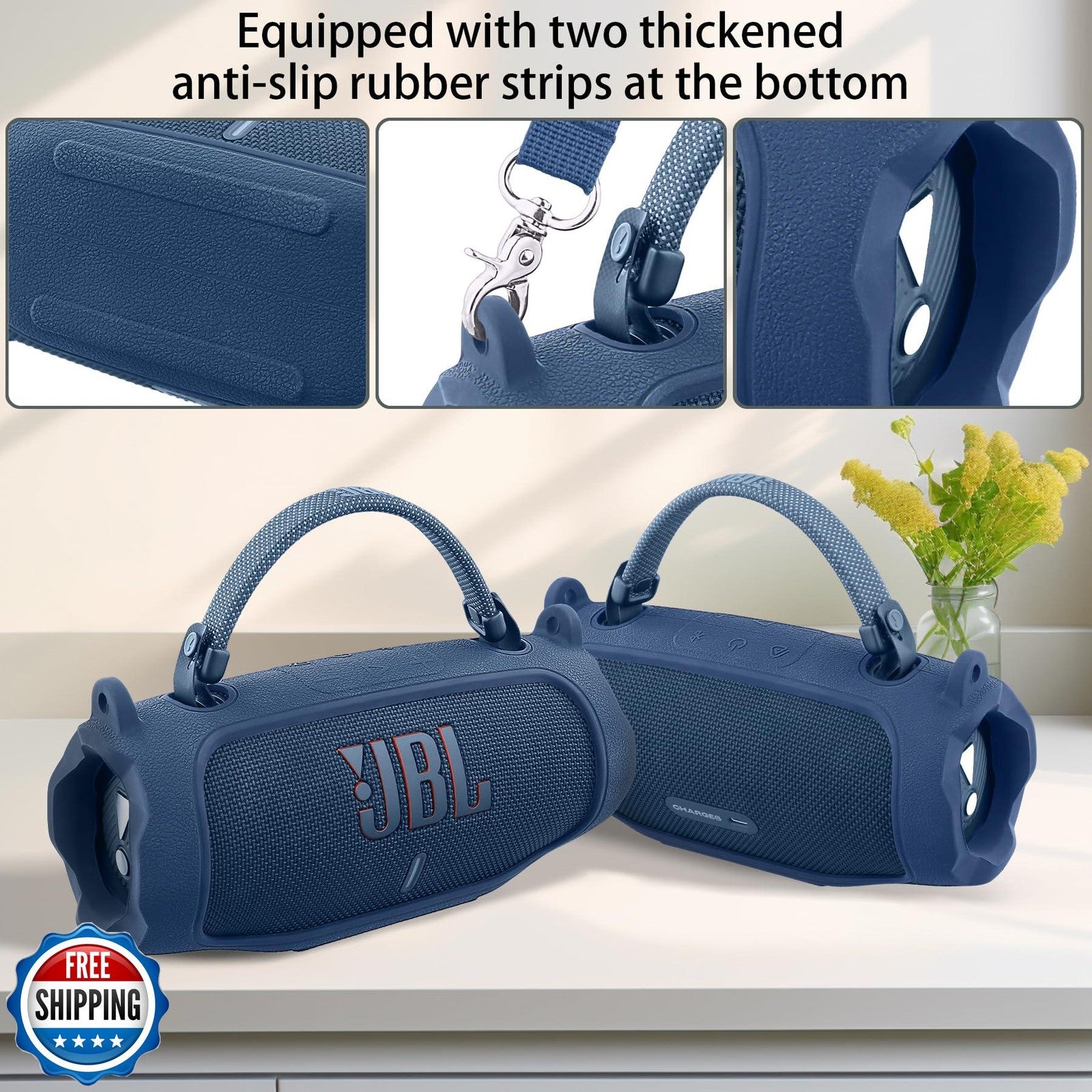 Co2Crea Silicone Protective Case for JBL Charge 6 Portable Waterproof Bluetooth Speaker