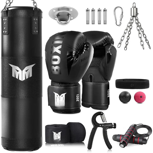 Punching Bag for Adults, 4Ft Heavy Boxing Bag Set with 12 OZ Gloves for MMA Karate Kickboxing Boxing - Unfilled