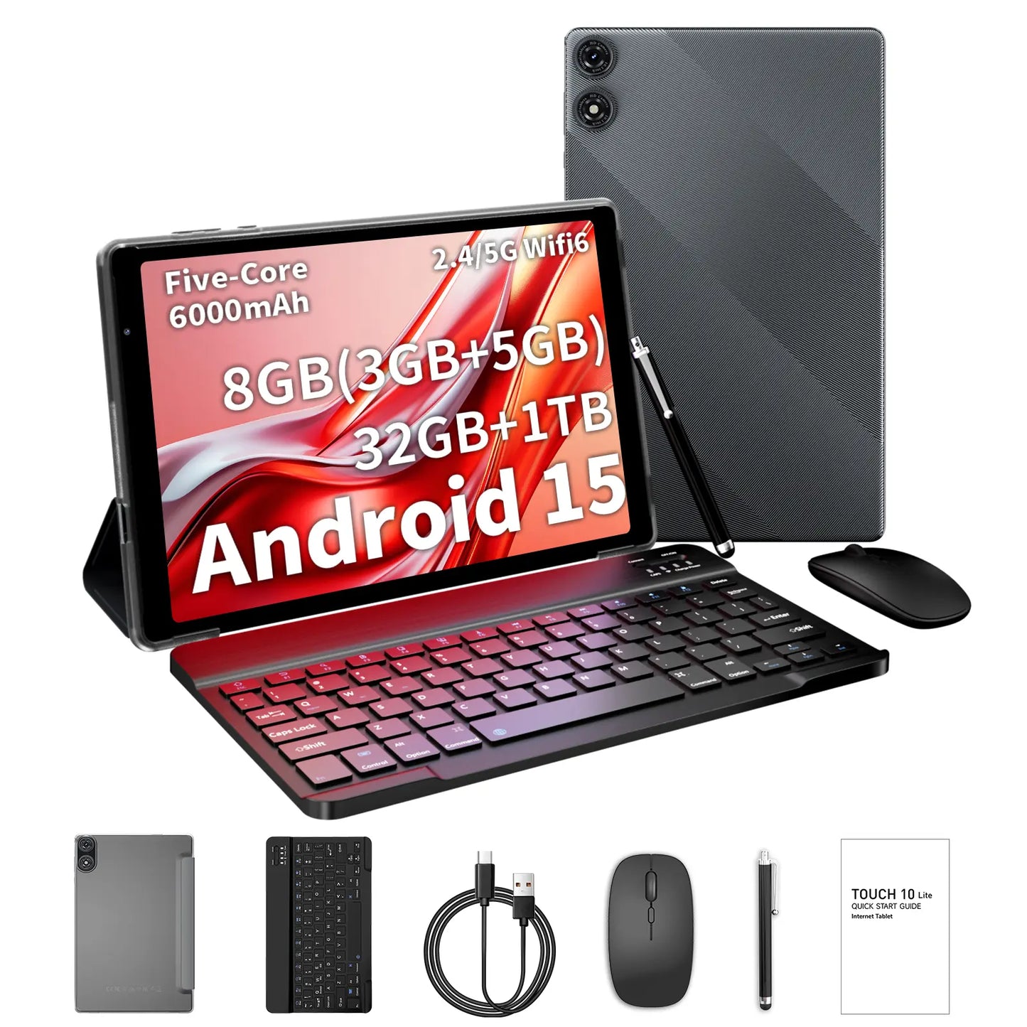 Pritom 10” Android 15 Tablet: 5G WiFi, 12GB RAM, 32GB Storage with 1TB Expansion, 6000mAh Battery – Ideal for Work and Entertainment, Enhanced Performance and Durability
