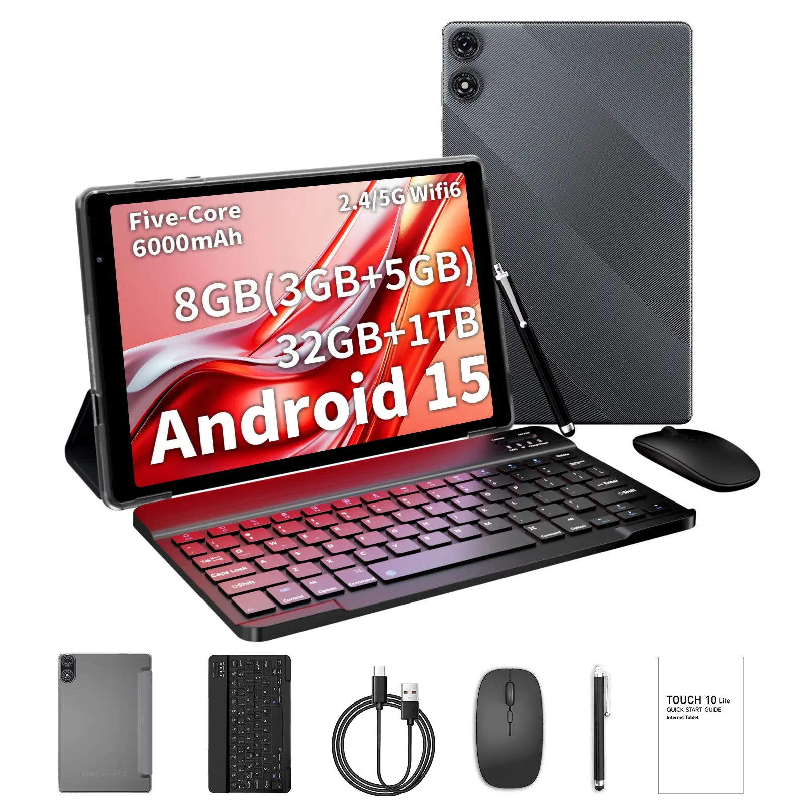 Pritom 10” Android 15 Tablet: 5G WiFi, 12GB RAM, 32GB Storage with 1TB Expansion, 6000mAh Battery – Ideal for Work and Entertainment, Enhanced Performance and Durability