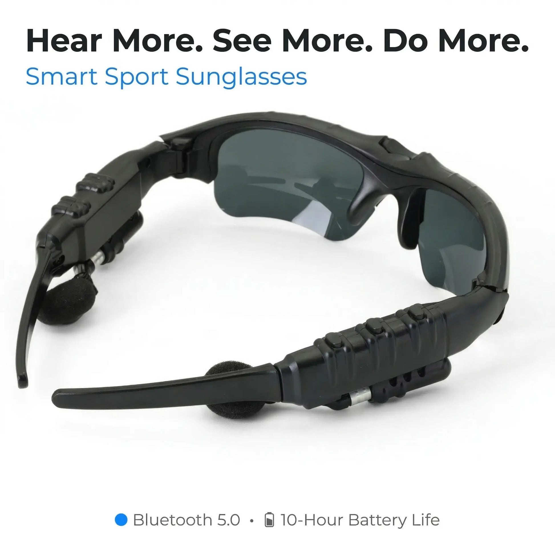 Wireless Audio Smart Sunglasses - Bluetooth Sport Eyewear with Integrated Earbuds, Flip-Up Tinted Lenses, Hands-Free Calling and Music, Adjustable Fit for Men and Women (Available in Black, Blue, Yellow, Mirror)