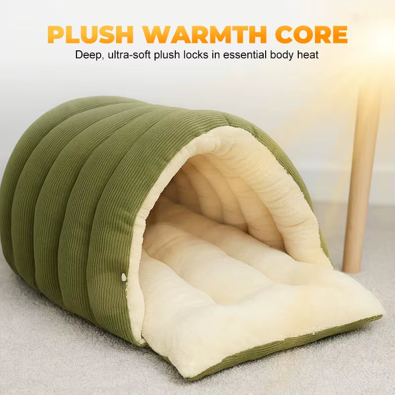 Heated Plush Cat Bed with Removable Waterproof Cover - Scratch Resistant Design for Cats and Small Dogs