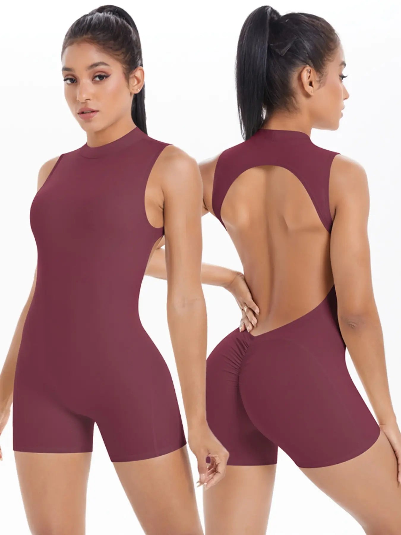 Women Sleeveless Jumpsuit High Elasticity Backless Sexy Short Sporty Comfy Jumpsuit Sports Jumpsuit Pilates Fitness Tight Yoga Jumpsuit