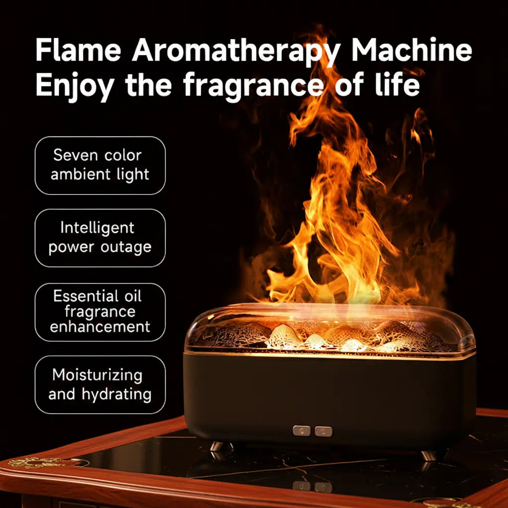 Upgraded 300Ml Air Humidifier Fireplace Diffuser, 8 Flame Colors Noiseless Aromatherapy Essential Oil Diffuser with Auto-Off Protection Timer, Ultrasonic Cool Mist Humidifier for Home Yoga Room Bedroom Office