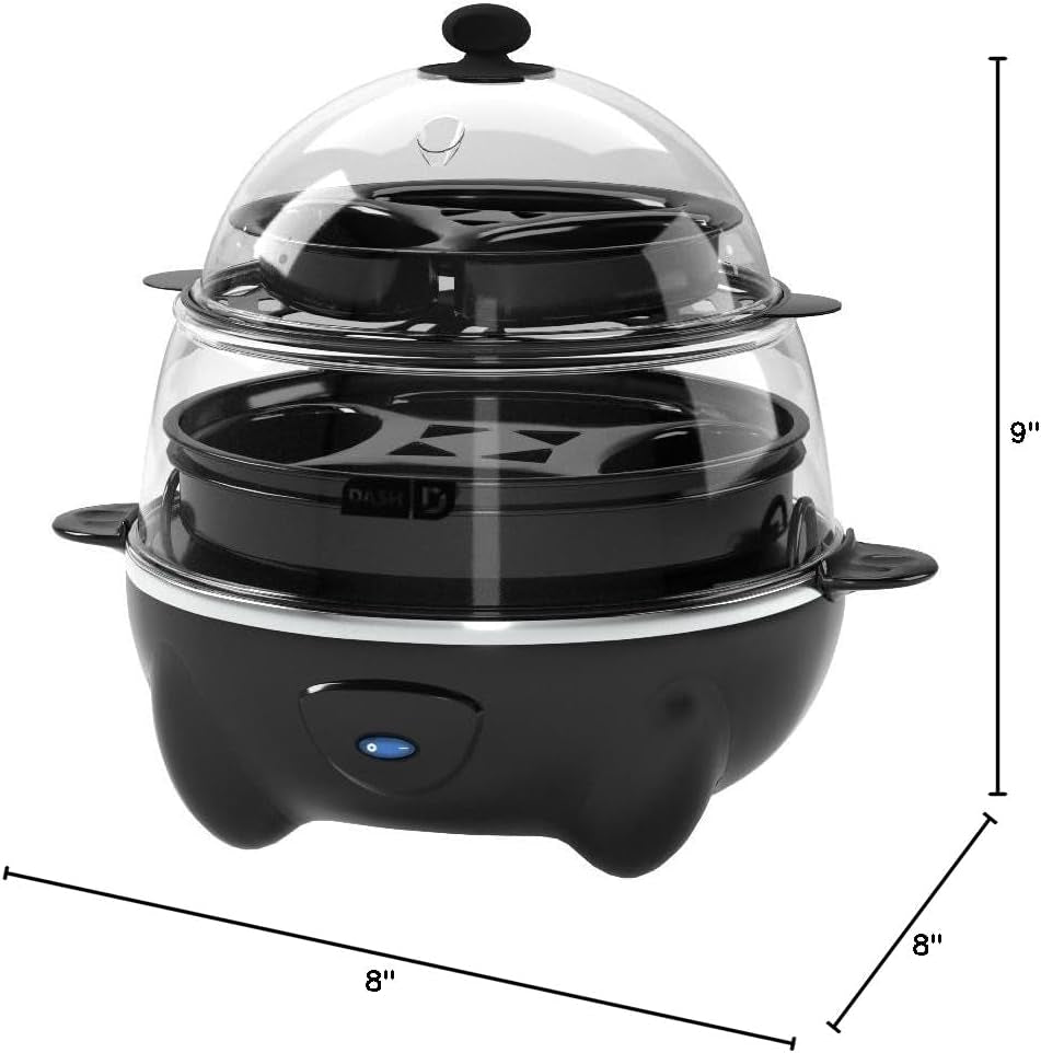 Deluxe Egg Cooker - Boiler, Poacher & Steamer - Includes Measuring & Recipe Guide - Dishwasher Safe - BPA Free - Holds 12 Eggs, Black
