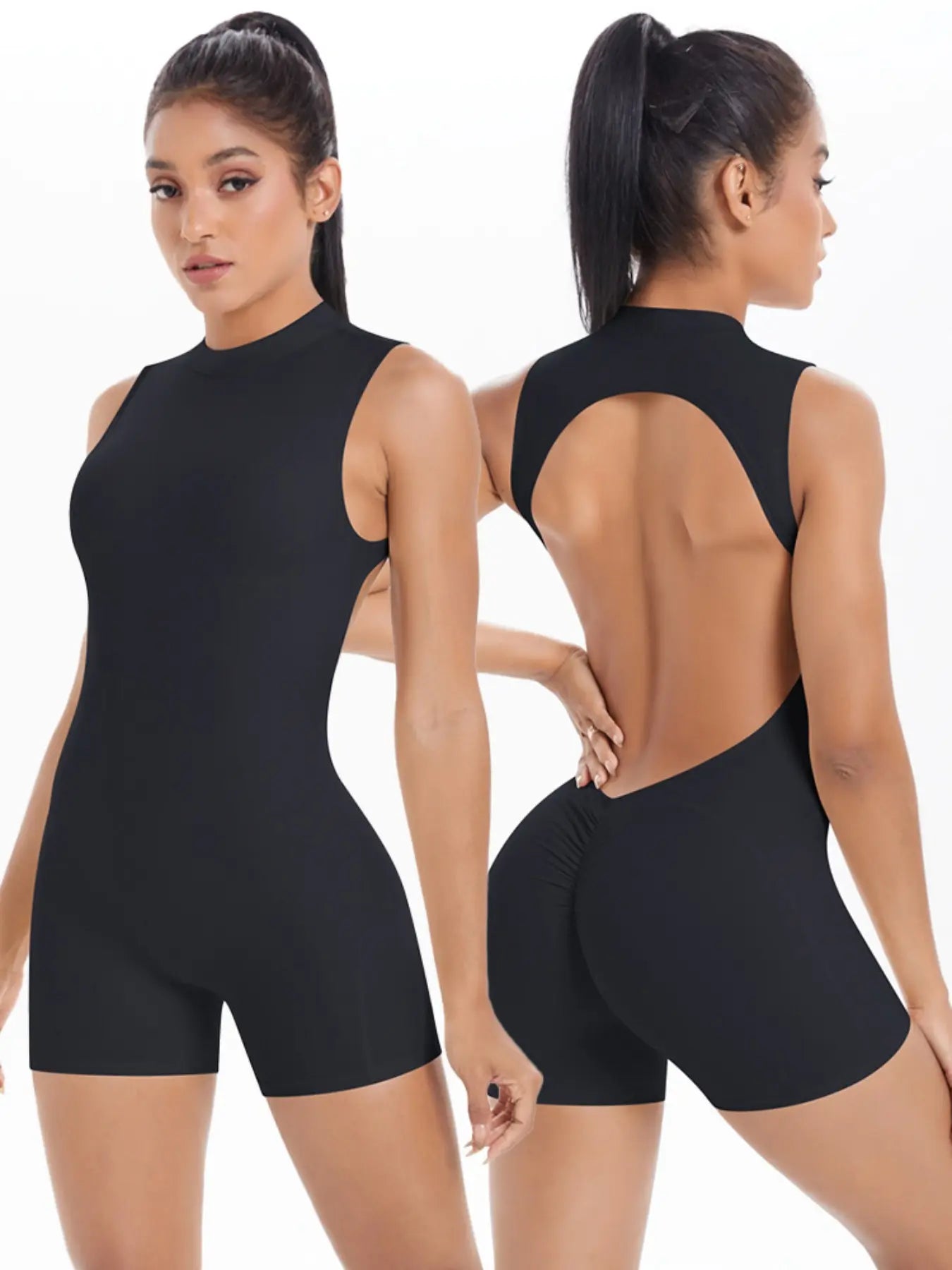 Women Sleeveless Jumpsuit High Elasticity Backless Sexy Short Sporty Comfy Jumpsuit Sports Jumpsuit Pilates Fitness Tight Yoga Jumpsuit