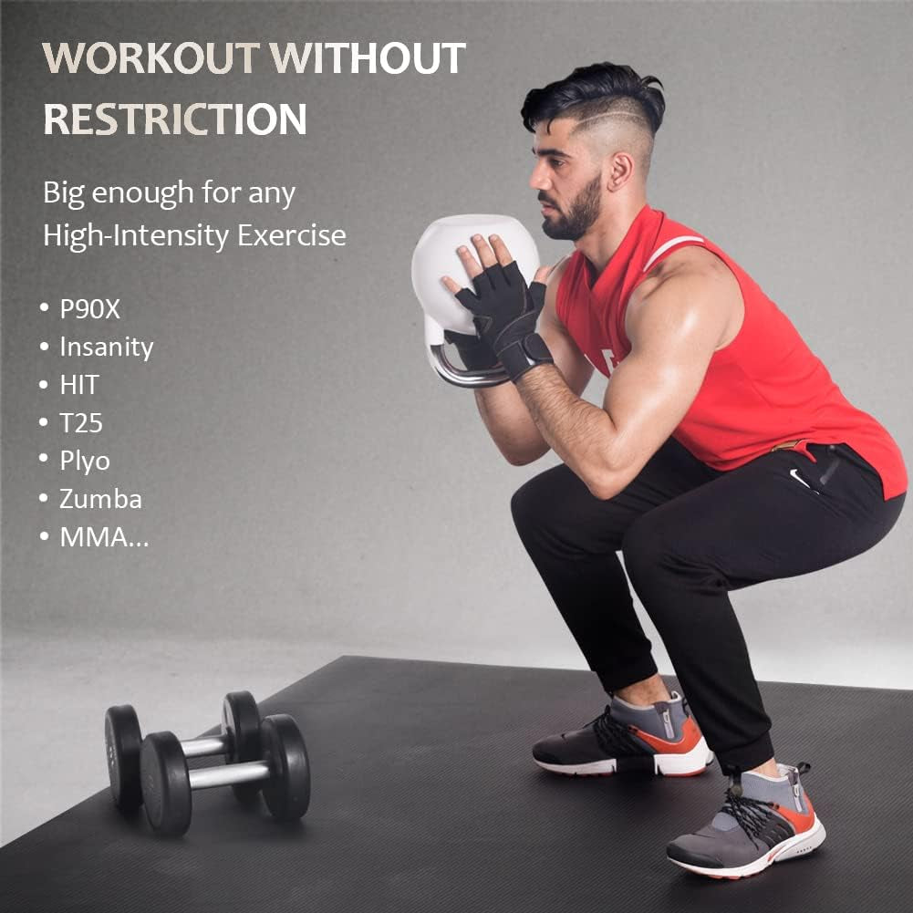 Extra Large Non-Slip Exercise Mat for Home Gym - Available in Multiple Sizes (16'X6', 12'X6', 10'X6', 8'X6') - 7mm Thick Durable Cardio Mat for MMA, Plyometrics, Jump Rope, Weights, and Fitness Activities