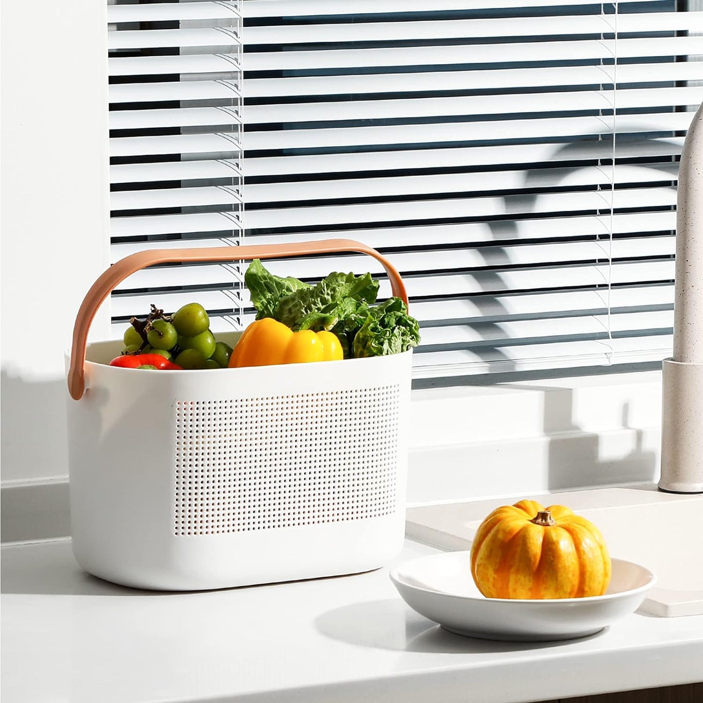 Plastic Storage Baskets with Handles for Bathroom, Kitchen, and Dorm Room Organization - Yellow Shower Caddy Shelf Organizers