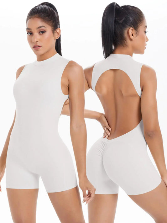 Women Sleeveless Jumpsuit High Elasticity Backless Sexy Short Sporty Comfy Jumpsuit Sports Jumpsuit Pilates Fitness Tight Yoga Jumpsuit