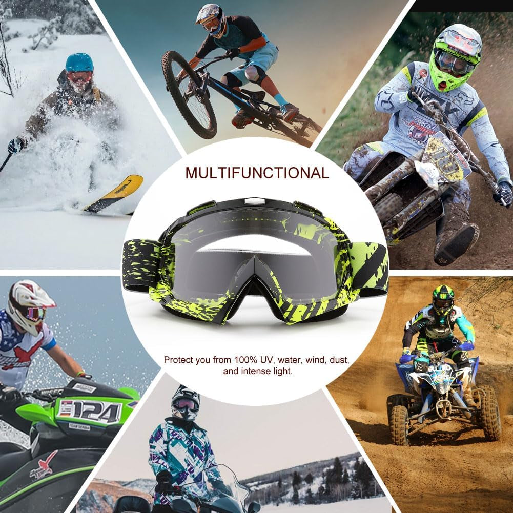 Dirt Bike ATV Goggles UV400 Motorcycle Goggles for Men Women Youth Motocross Riding Goggles Windproof Dustproof