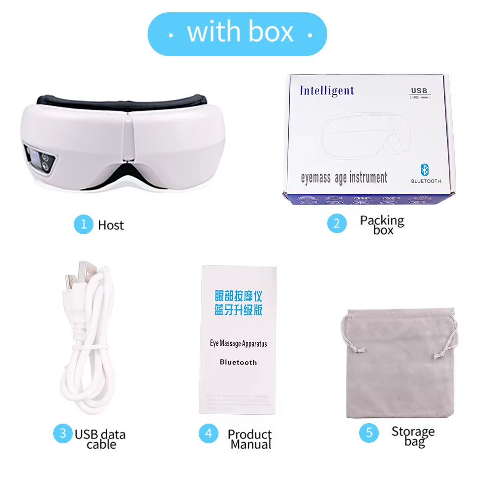 6D Smart Vibration Eye Massager with Airbag Compression, Bluetooth Music, and Sleep Mask for Eye Relaxation and Fatigue Relief