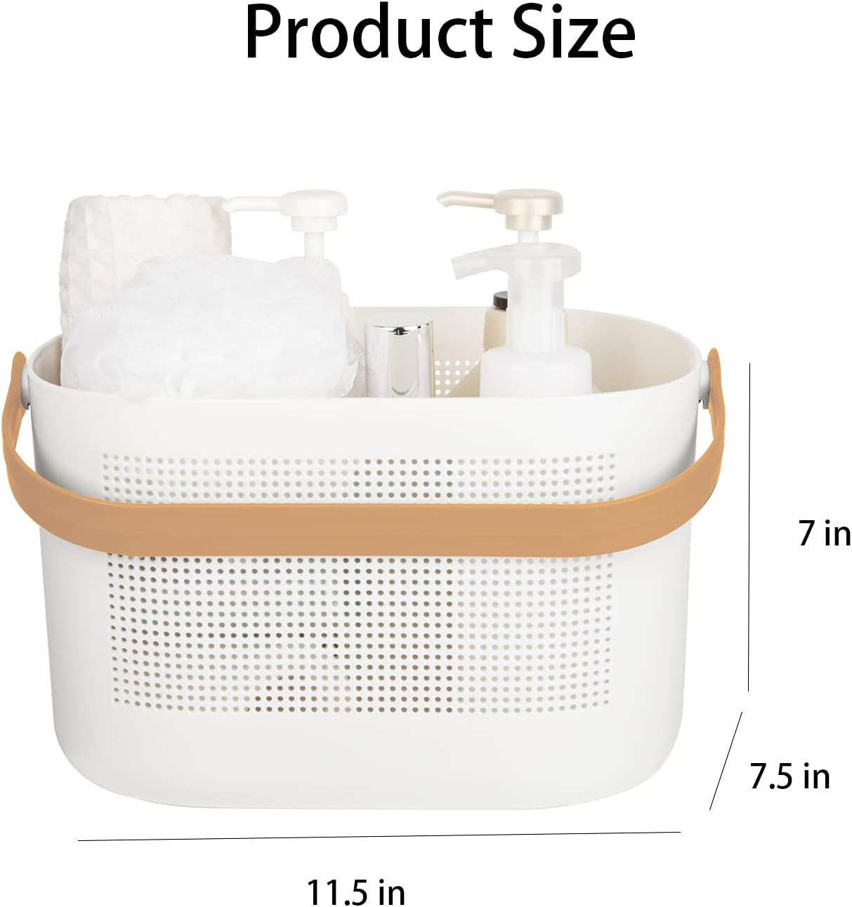 Plastic Storage Baskets with Handles for Bathroom, Kitchen, and Dorm Room Organization - Yellow Shower Caddy Shelf Organizers