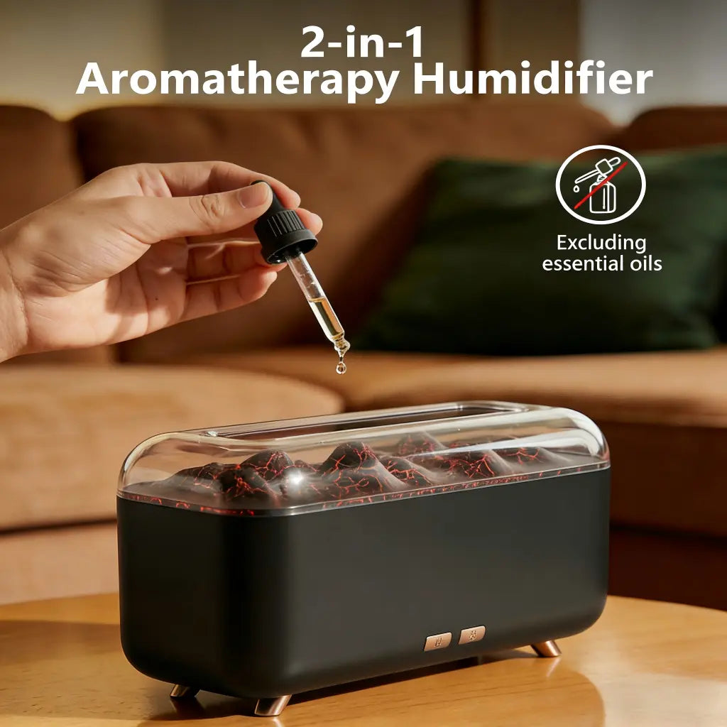 Upgraded 300Ml Air Humidifier Fireplace Diffuser, 8 Flame Colors Noiseless Aromatherapy Essential Oil Diffuser with Auto-Off Protection Timer, Ultrasonic Cool Mist Humidifier for Home Yoga Room Bedroom Office