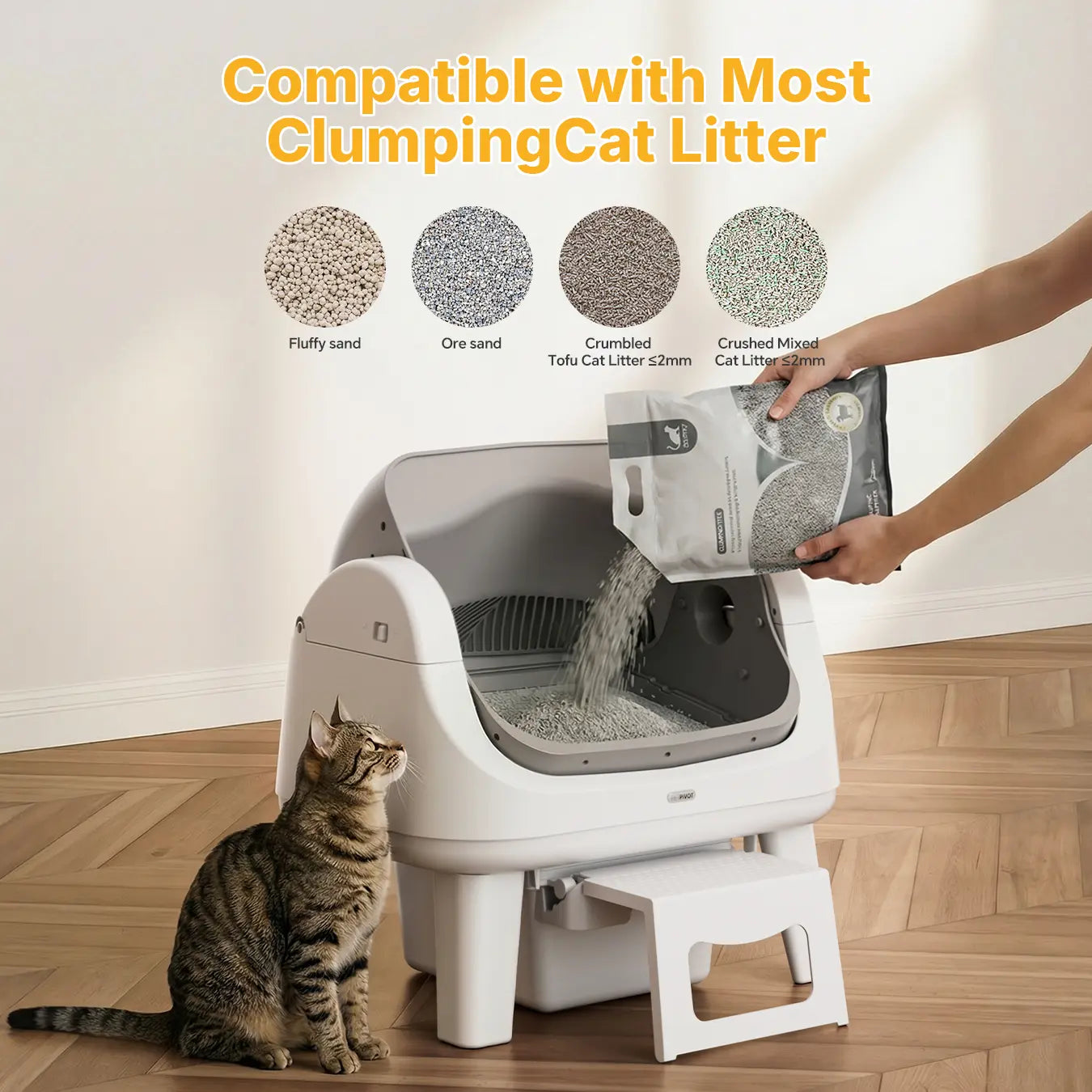 Petpivot Autoscooper 12 Open-Top Self-Cleaning Cat Litter Box – Sealed Waste Drawer, Includes Trash Bags & Entry Step