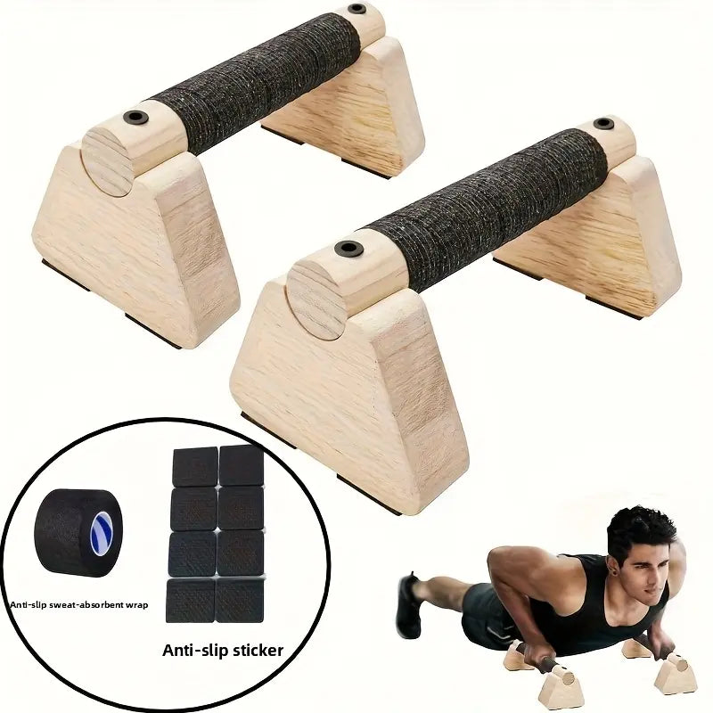 Two-Pack Parallel Bars - Wooden Hand Stretcher with Push-Up Bars and Gym Handles, Durable Wooden Design for Men and Women, Ideal for Yoga and Strength Training, Gym Accessories, Sturdy Construction
