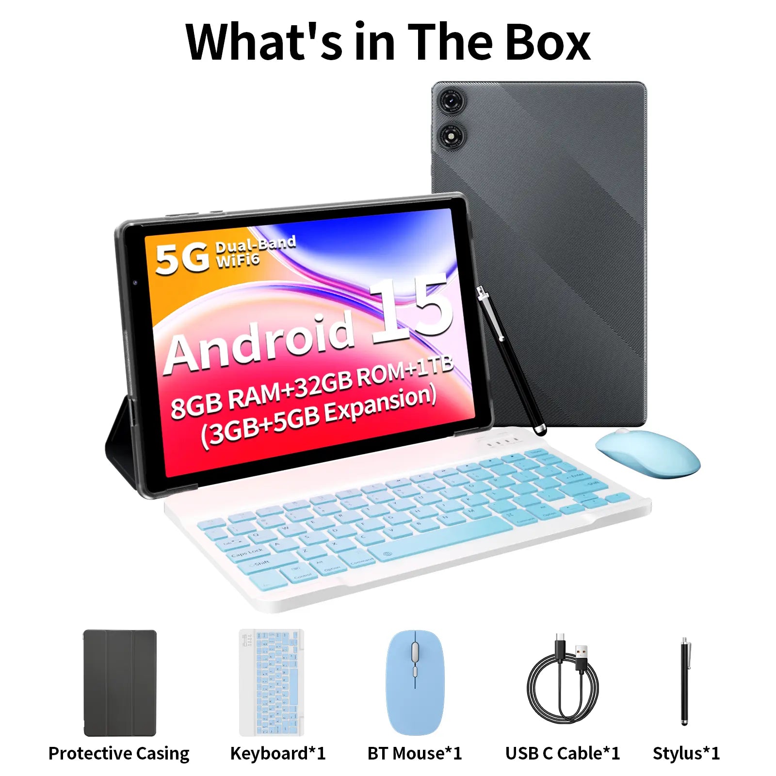 Pritom 10” Android 15 Tablet: 5G WiFi, 12GB RAM, 32GB Storage with 1TB Expansion, 6000mAh Battery – Ideal for Work and Entertainment, Enhanced Performance and Durability