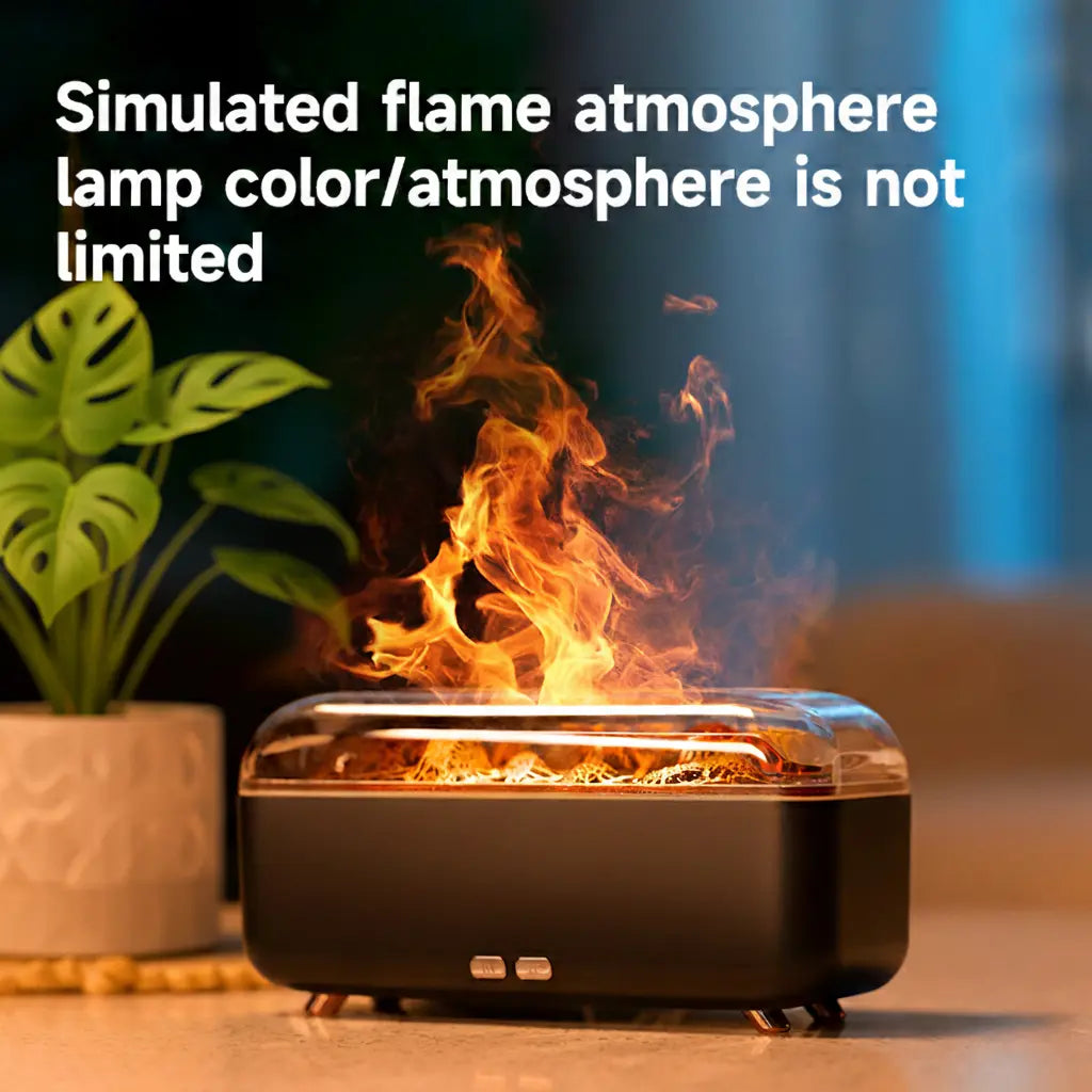 Upgraded 300Ml Air Humidifier Fireplace Diffuser, 8 Flame Colors Noiseless Aromatherapy Essential Oil Diffuser with Auto-Off Protection Timer, Ultrasonic Cool Mist Humidifier for Home Yoga Room Bedroom Office
