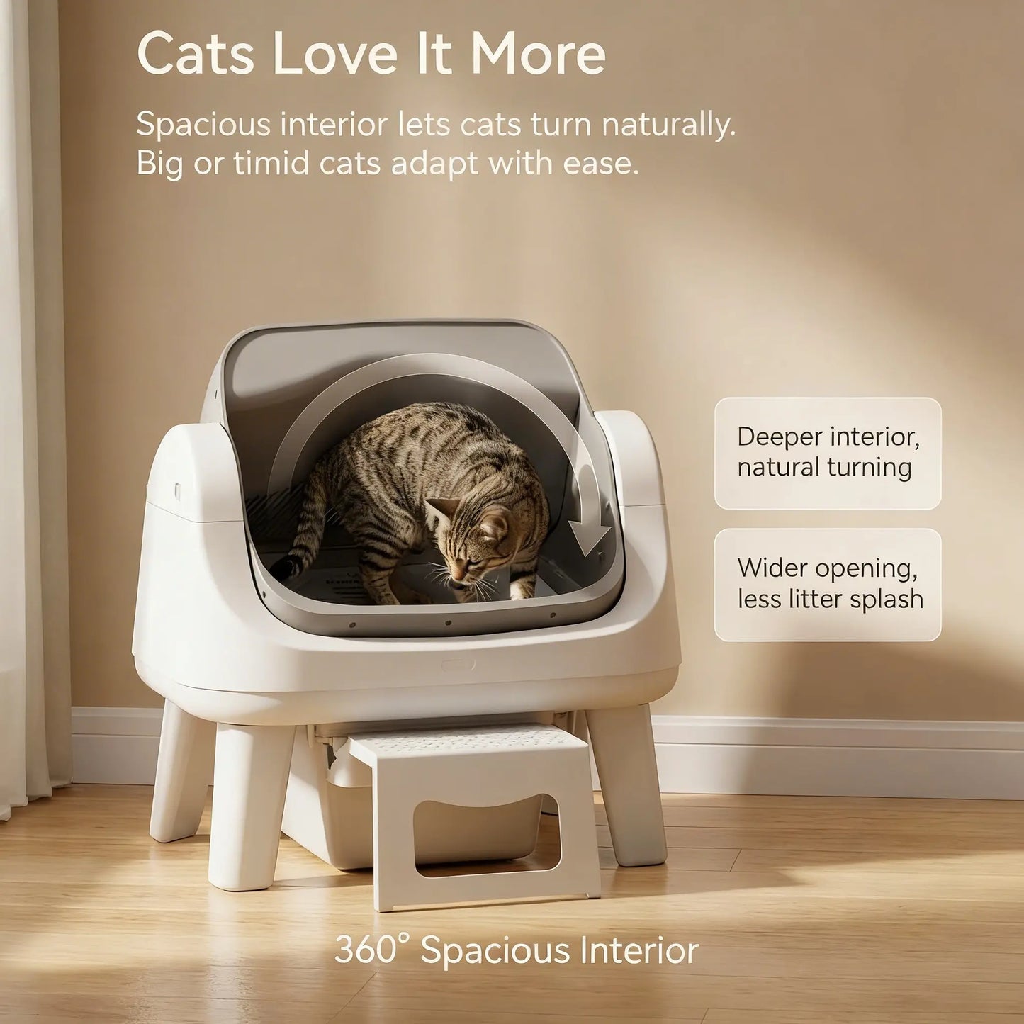 Petpivot Autoscooper 12 Open-Top Self-Cleaning Cat Litter Box – Sealed Waste Drawer, Includes Trash Bags & Entry Step