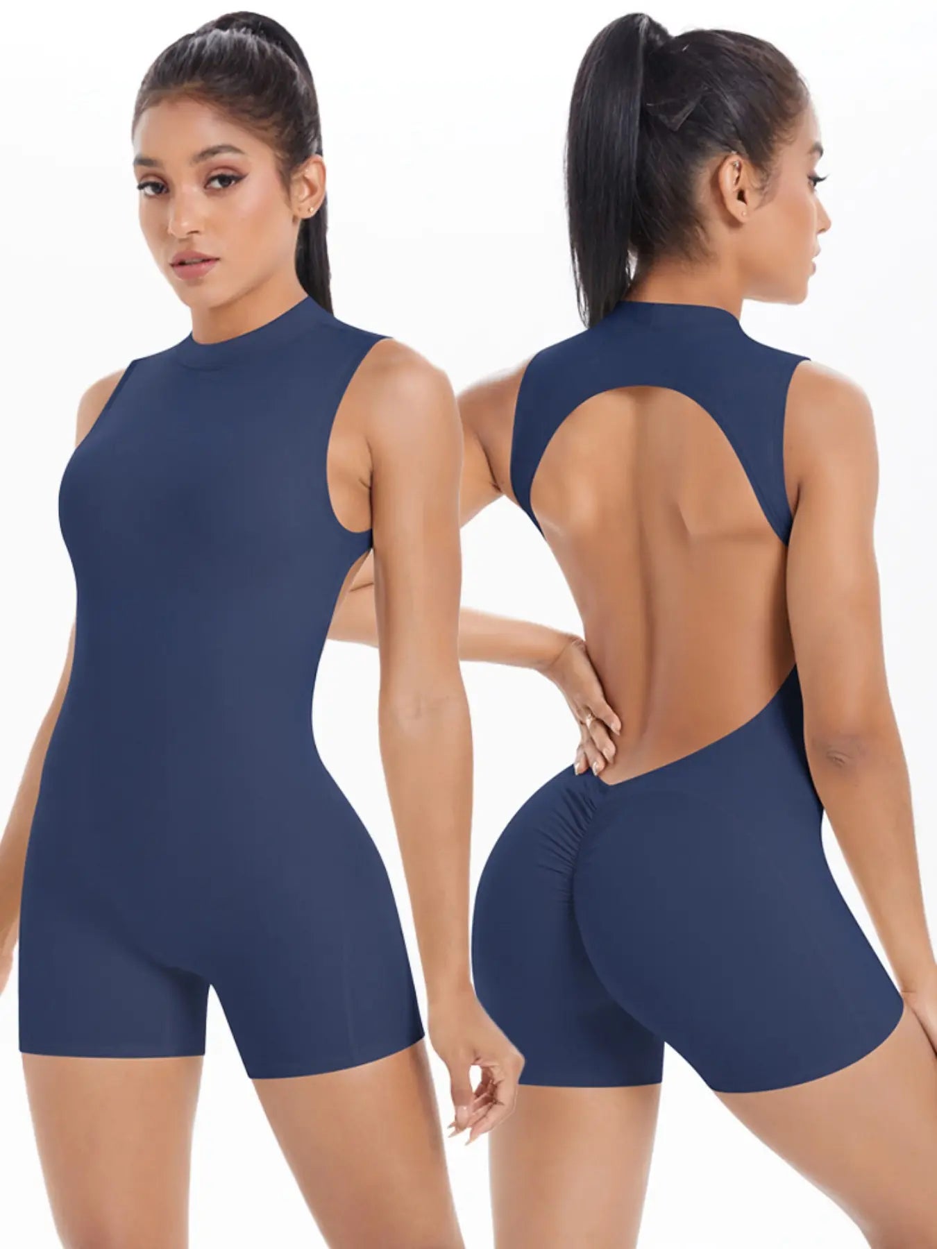 Women Sleeveless Jumpsuit High Elasticity Backless Sexy Short Sporty Comfy Jumpsuit Sports Jumpsuit Pilates Fitness Tight Yoga Jumpsuit